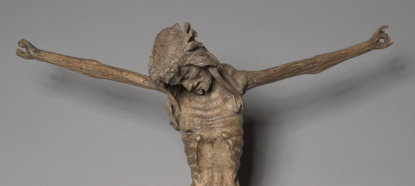Antique German Crucifix (1340–1350) - Catholic Stock Photo