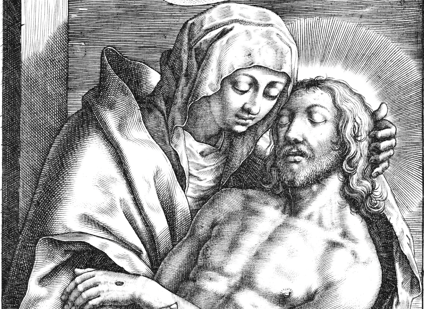 Pieta (16th Century) by Jerome Wierix - Catholic Coloring Page