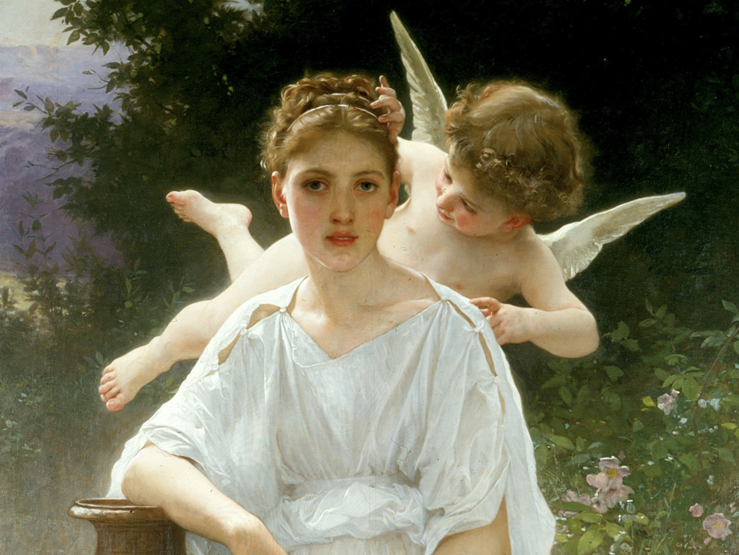 Les Murmures de l'Amour (1889) by William-Adolphe Bouguereau - Public Domain Catholic Painting