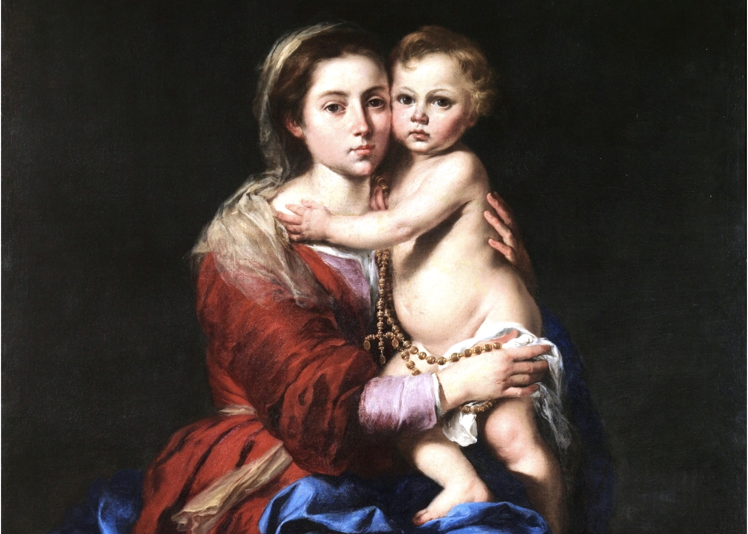 The Virgin of the Rosary (1650–1655) by Bartolomé Esteban Murillo - Public Domain Catholic Painting
