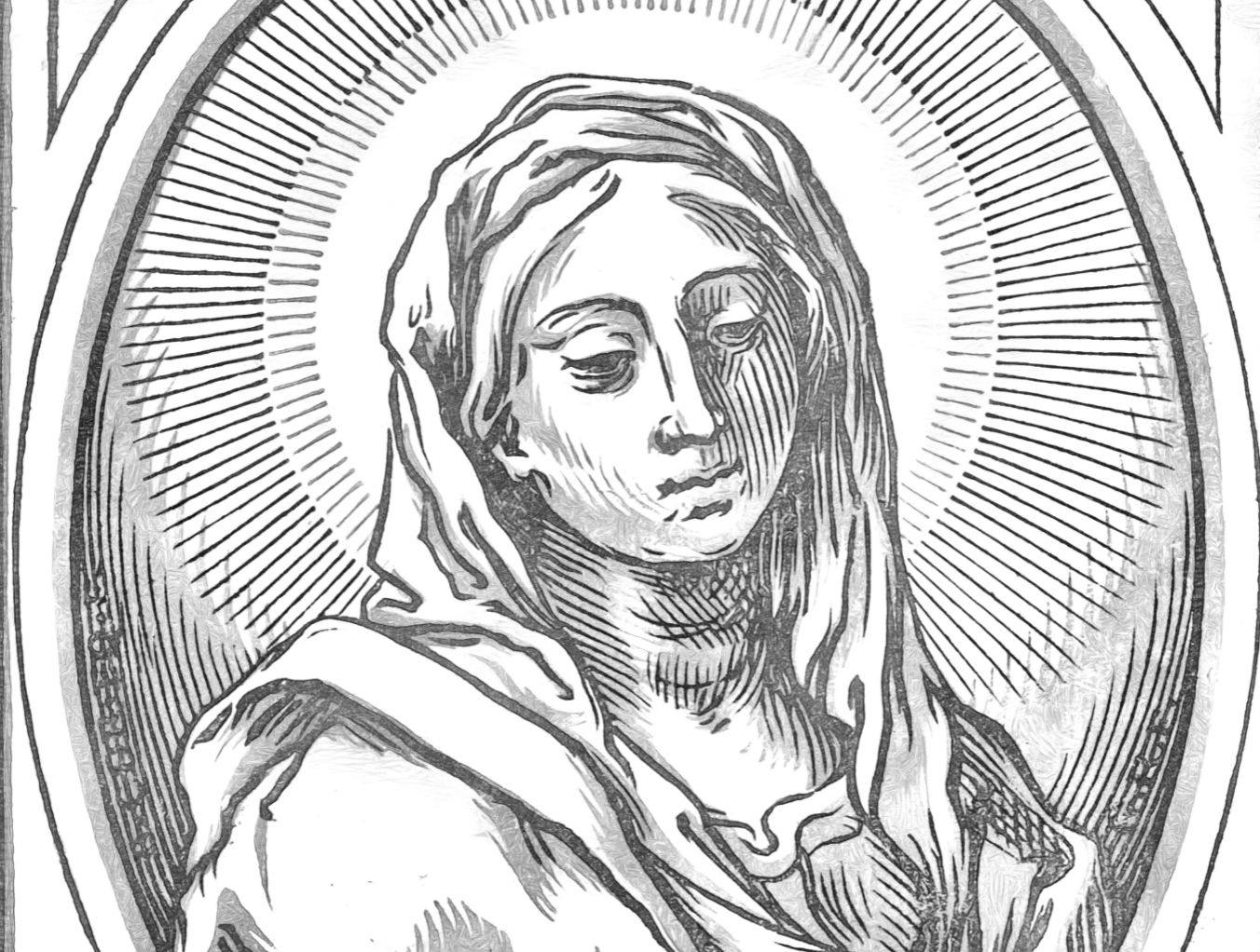 Virgin Mary (1609–1676) by Bartolommeo Coriolano - Catholic Coloring Page