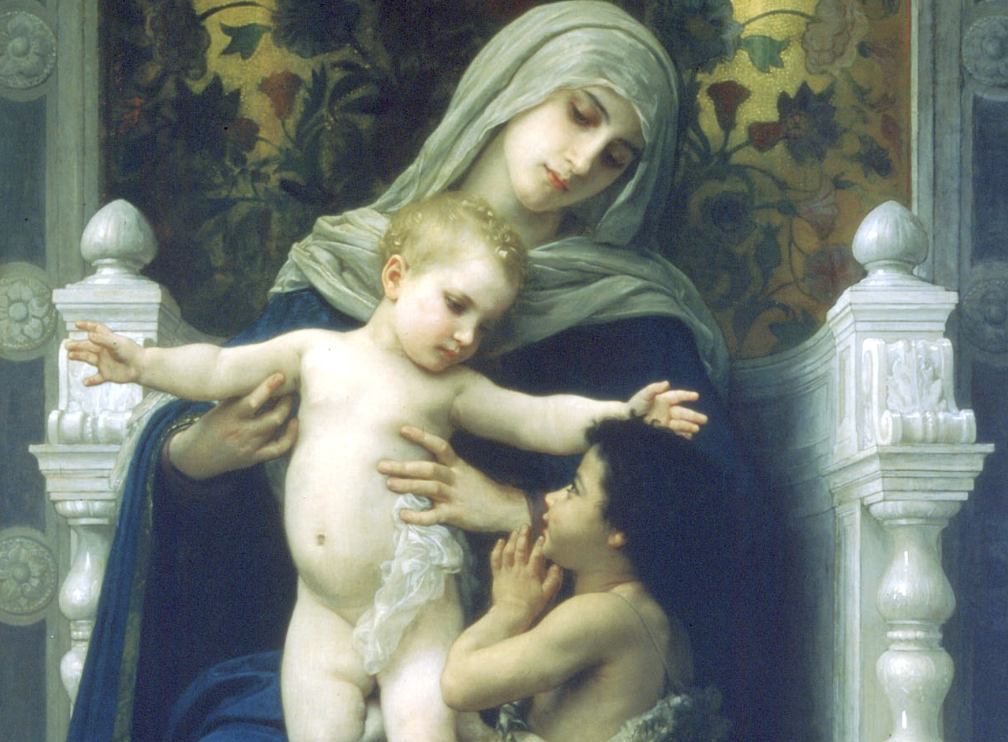 The Virgin, Jesus and Saint John Baptist (1881) by William-Adolphe Bouguereau - Public Domain Catholic Painting