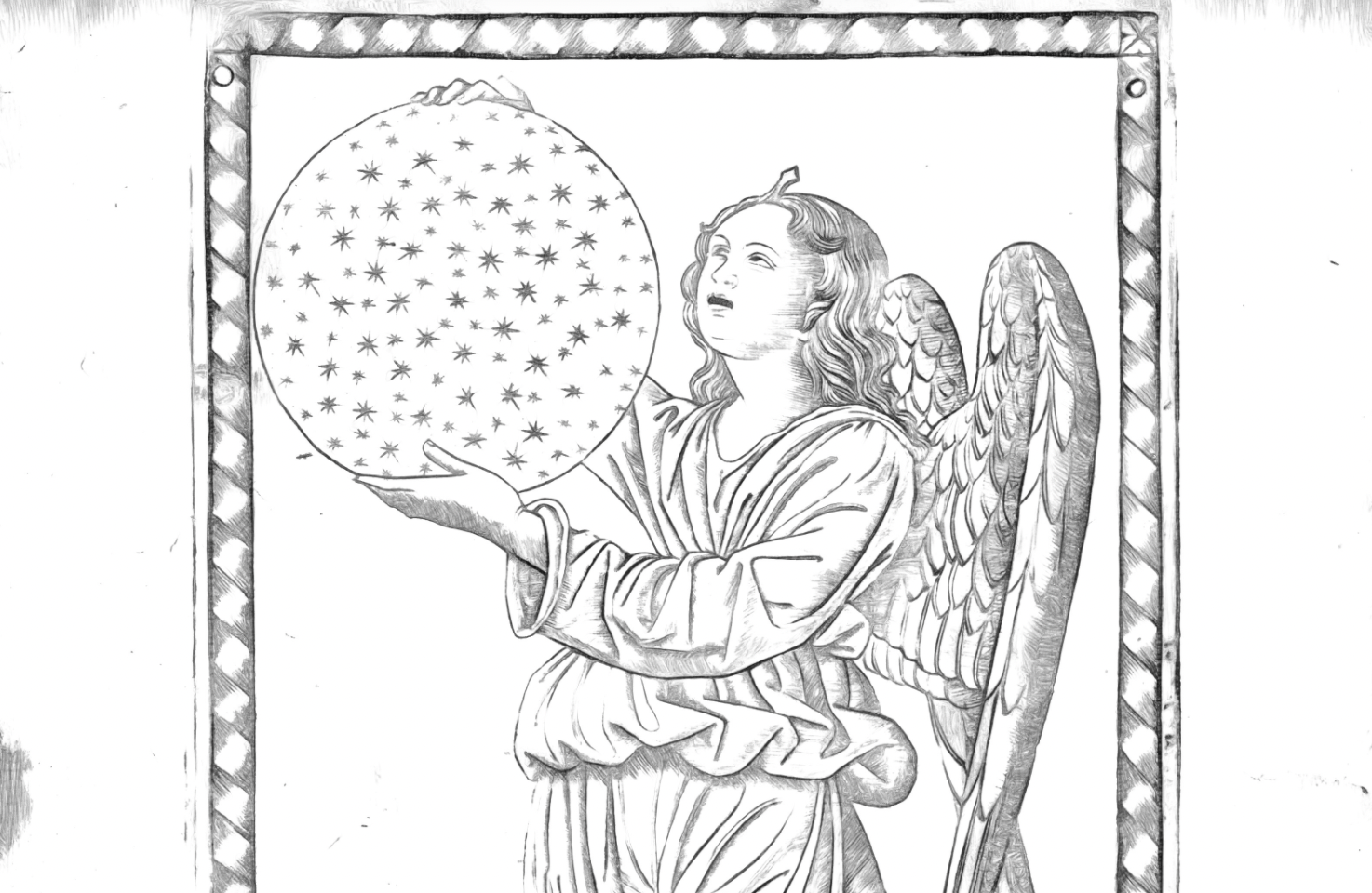 The Angel of the Eighth Sphere (1467) by Master of the E-Series Tarocchi - Catholic Coloring Page