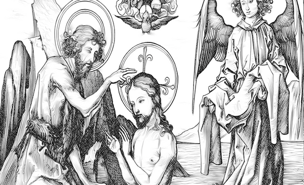 The Baptism of Christ in the Jordan - Catholic Coloring Page