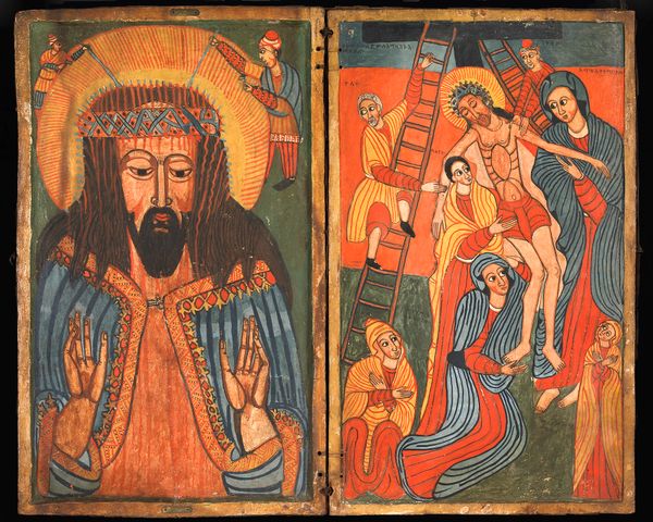 Diptych: Christ Crowned with Thorns and The Descent from the Cross (1750) - Public Domain Orthodox Painting