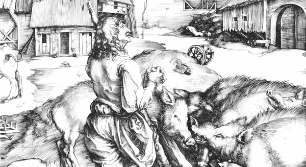 The Prodigal Son (1496) by Albrecht Dürer - Bible Coloring Page