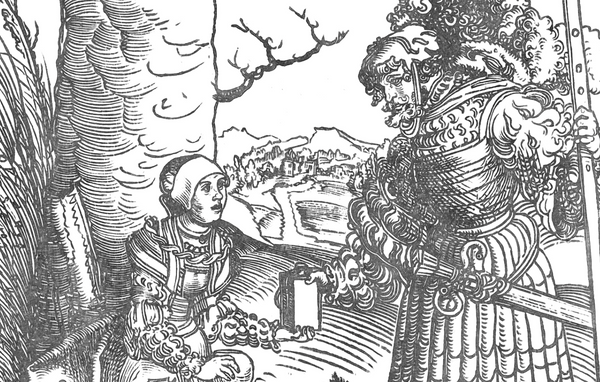 David and Abigail (1509) by Lucas Cranach - Bible Coloring Page