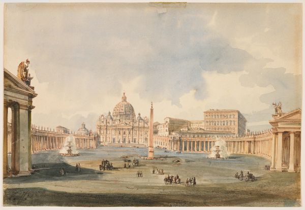 View of Saint Peter's Square and Basilica in Rome (1846) Attributed to Ippolito Caffi - Public Domain Catholic Painting