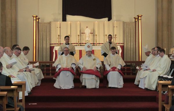 Bishop and Priests at Chrism Latin Mass (Oxford) - Catholic Stock Photo