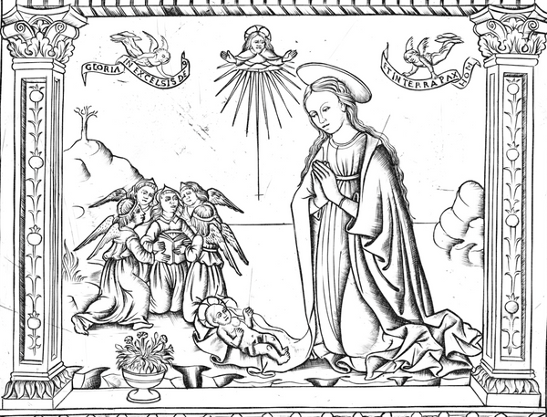 The Nativity (15th Century) - Bible Coloring Page