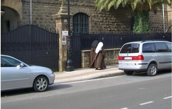 Discalced Carmelite and Novice Outside their Convent (Spain) - Catholic Stock Photo