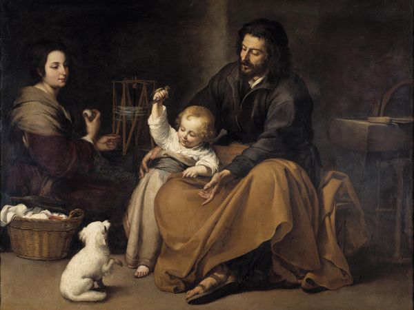 The Holy Family with Dog (1645–1650) by Bartolomé Esteban Murillo - Public Domain Catholic Painting