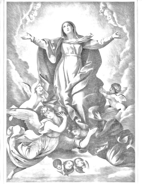 Assumption of Mary by Guido Reni - Assumption Of Mary Guido Reni Coloring Page 1 