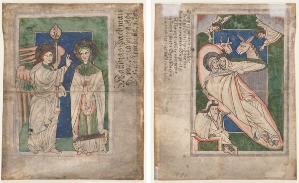 Leaf from a Psalter: Annunciation and Nativity (1200s) - Public Domain Bible Painting