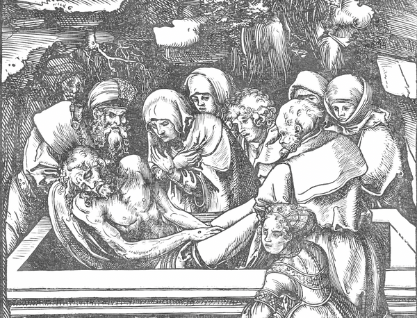 The Entombment (1509) by Lucas Cranach the Elder - Bible Coloring Page