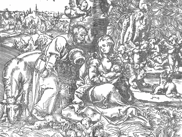 The Rest on the Flight into Egypt (1509) by Lucas Cranach the Elder - Catholic Coloring Page