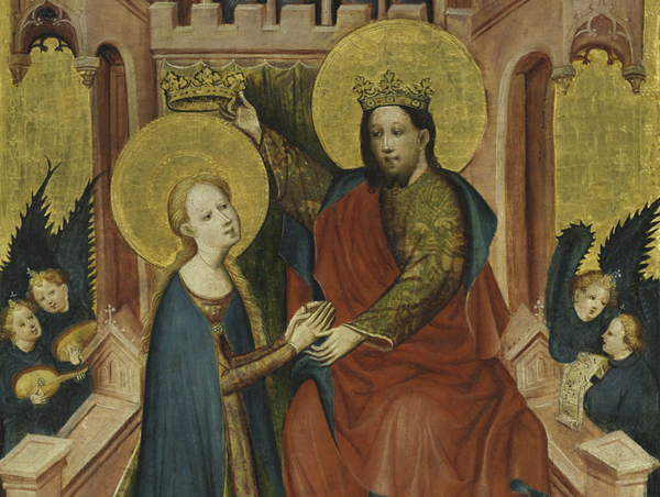 Coronation of the Virgin (1410) by Master of the Fröndenberg Altarpiece - Public Domain Catholic Painting