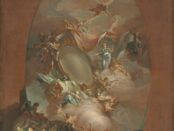 Study for "The Apotheosis of Ferdinand IV and Maria Carolina, King and Queen of Naples" (1781) by Pietro Bardellino - Public Domain Catholic Painting