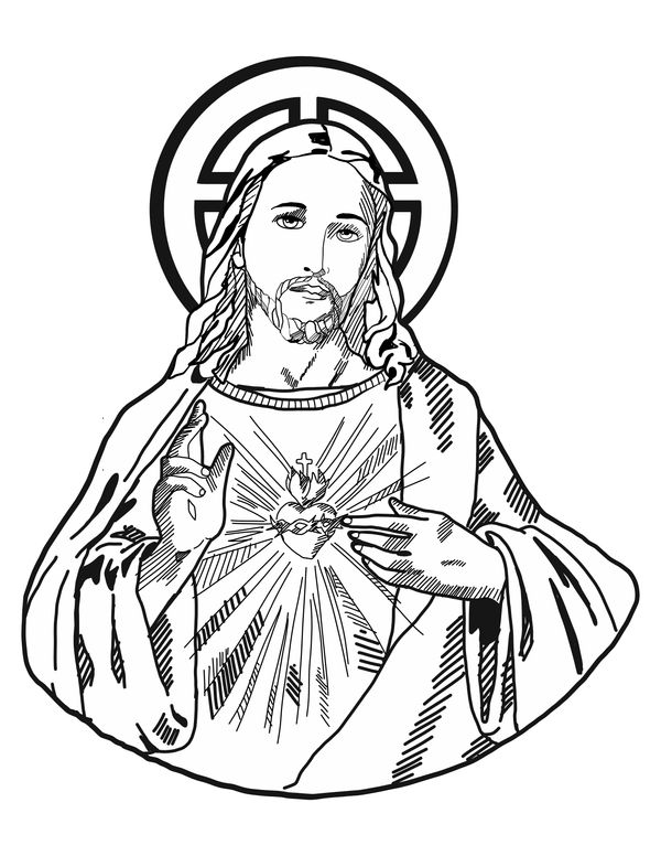 Sacred Heart - Catholic Coloring Page