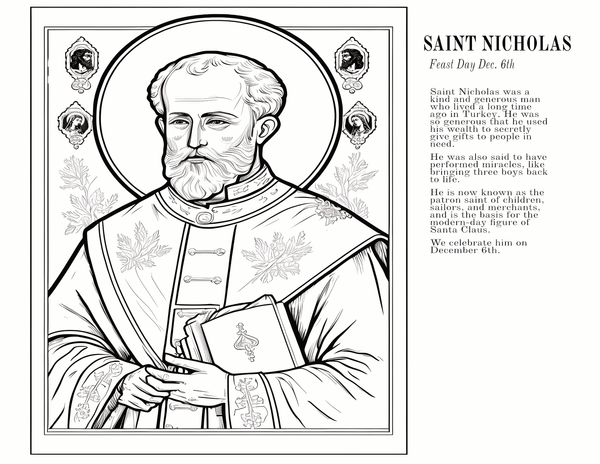 Saint Nicholas - Catholic Coloring Page