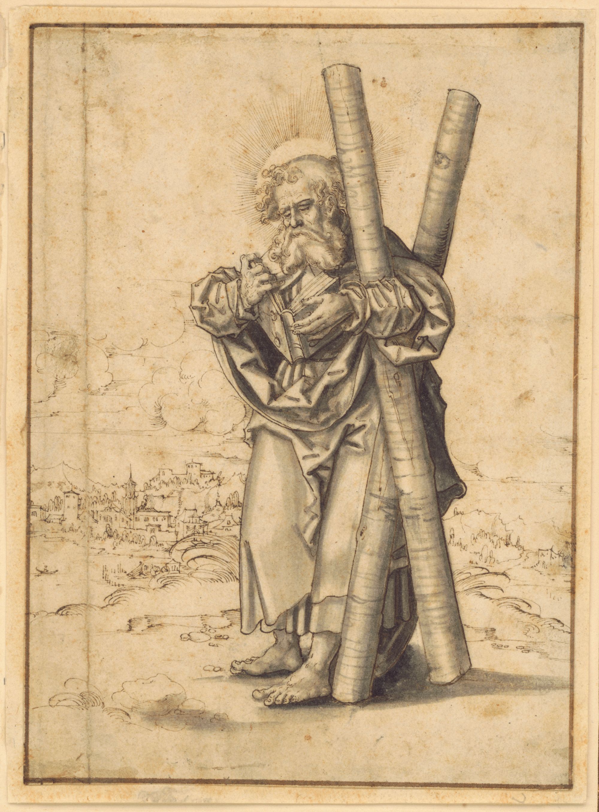 Saint Andrew by Master H.B. (about 1530) - Public Domain Catholic Drawing