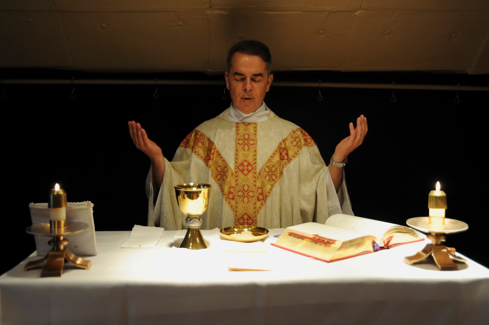 Easter Mass on USS George Washington - Catholic Stock Photo