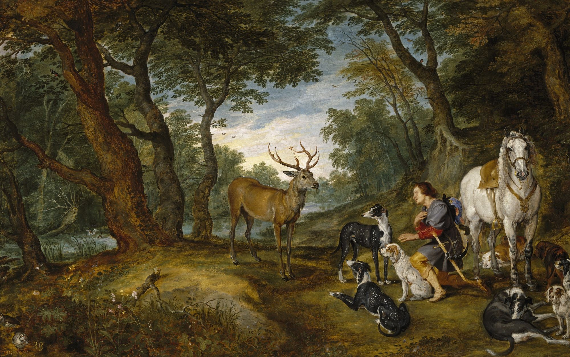 Miracle of Saint Hubert (1617) by Peter Paul Rubens & Jan Brueghel - Public Domain Catholic Painting