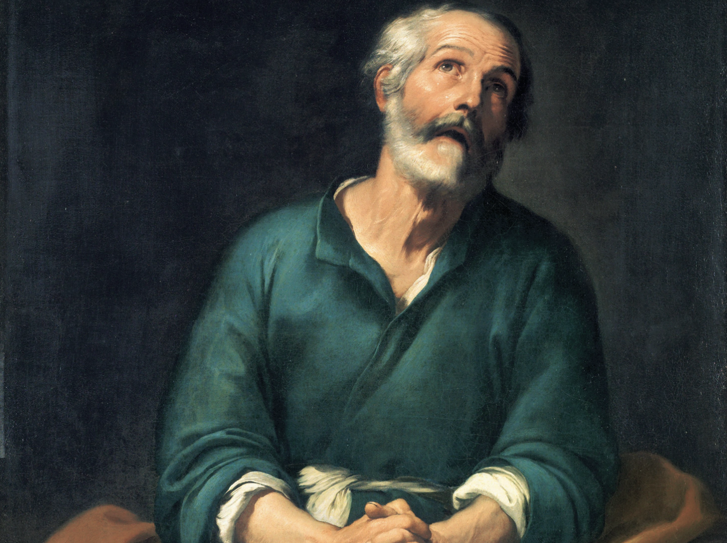 Saint Peter in Tears (1650–1655) by Bartolomé Esteban Murillo - Public Domain Catholic Painting