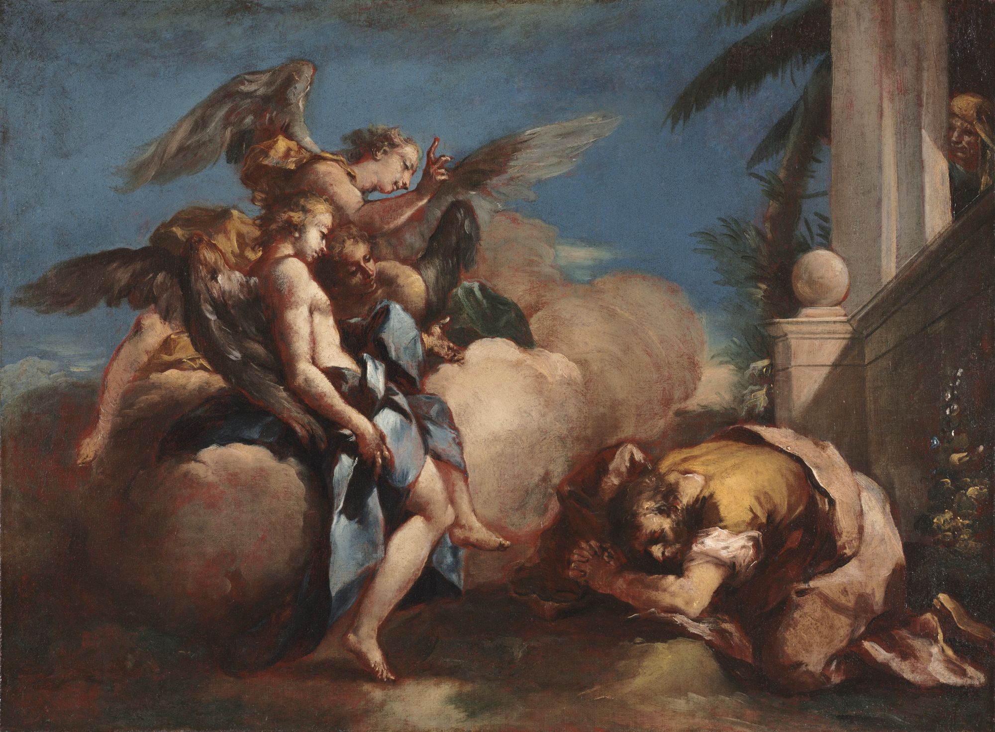 The Angels Appearing to Abraham (1750s) by Francesco Guardi - Public Domain Bible Painting
