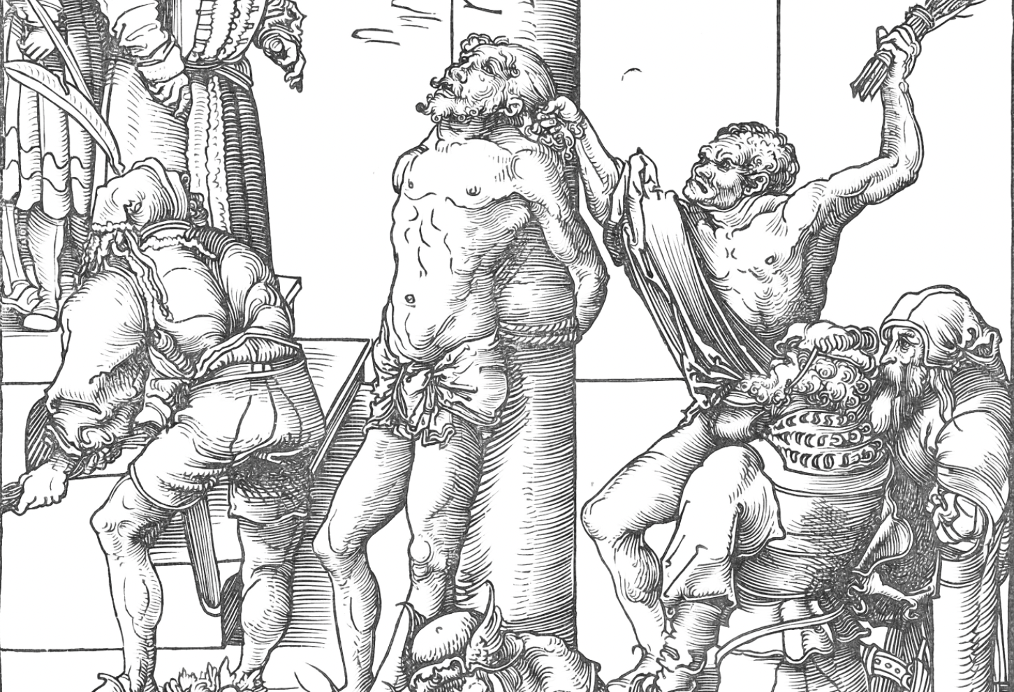 The Flagellation (1509) by Lucas Cranach the Elder - Bible Coloring Page
