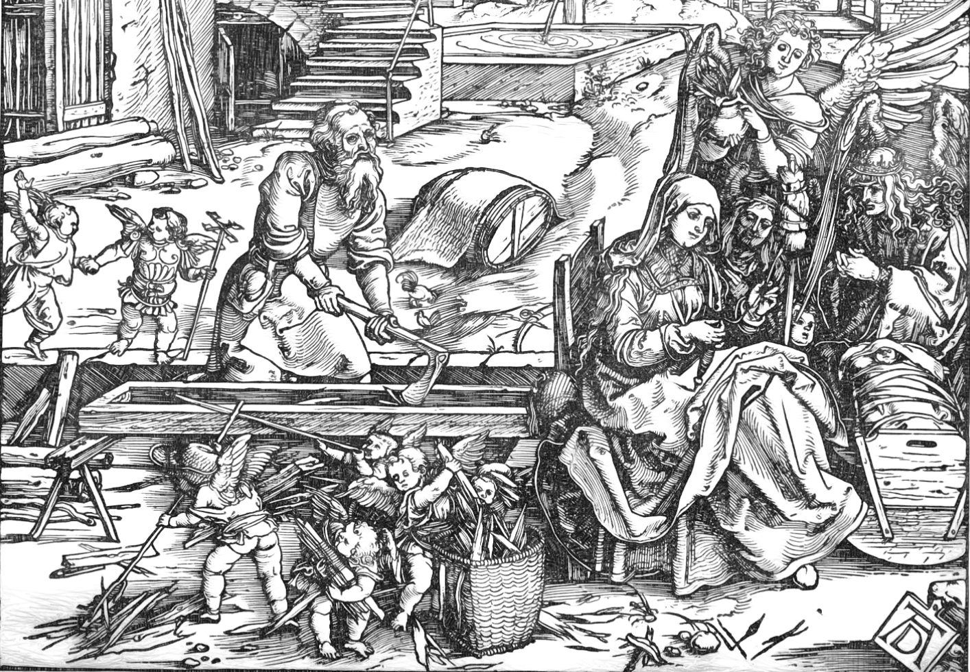 The Repose in Egypt (1501–1502) by Albrecht Dürer - Catholic Coloring Page